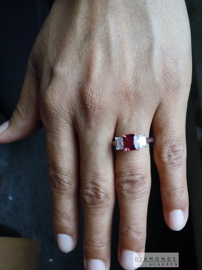 emerald cut ruby ring