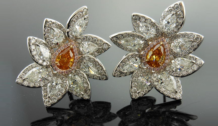 orange diamond earrings