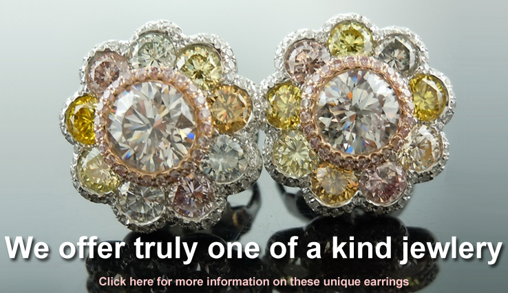 natural multi colored diamond earrings