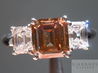 SOLD....Three Stone Ring: 1.55ct Brown Emerald Cut with Colorless Asscher-like Emerald Diamonds R1828