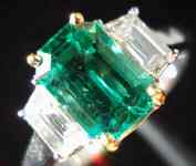Sold....Three Stone Gemstone Ring: 1.41ct Rich Green Natural Emerald in 18kt Ring R1208