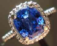 SOLD....Halo Ring: 2.45 Blue Cushion Sapphire Microset with a mess'o'diamonds R2176