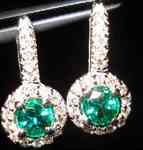 SOLD...Gemstone Earring: Natural Emerald With Great life- Diamond Halo Earrings R2298