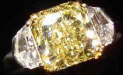 SOLD....Three Stone Diamond Ring: 2.35.  Awesome Cut Yellow Radiant TRADE UP SPECIAL R2363