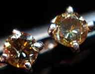 SOLD....Diamond Earrings: .32Ct Deep Brown Rose Gold Earrings R2385