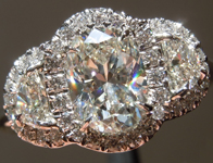 SOLD.... Diamond Ring: 1.14ct Oval Shape I/VS2 GIA Three Stone Halo Ring R1963
