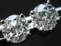 Diamond Stud earrings: .82ct Brilliant I Si WHite Gold Screw Backs R2565