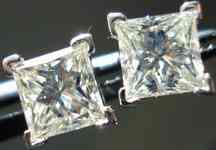 SOLD...Diamond Stud Earrings: 2.17ct tw Princess Cut Diamond Stud Earrings R2600