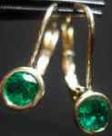 SOLD....Emerald Earrings: 18karat Yellow Gold Bezel Leverbacks .49ct tw R2661