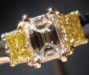 SOLD... Three Stone Diamond Ring: .36 D Internally Flawless Emerald Cut Diamond Fancy Yellow Trapezoids R2696