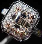 SOLD.....Halo Diamond Ring: 1.25ct Asscher like Emerald Cut with a tinge of pink gold and diamonds R1468