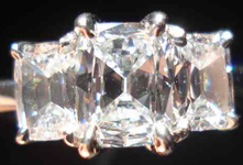 Three Stone Diamond Ring: .50D/VS1 Cushion Diamond 1.05tw GIA Diamond Dossier R2726 