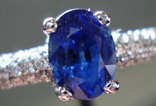 SOLD....Sapphire Diamond Ring: 1.66 BLue Oval Bedazzled with Diamonds R2778