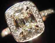 Halo Diamond Ring Special: .75 Cushion Diamond Halo Ring 18kt white gold R2728