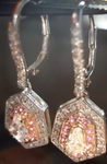 SOLD.....Dangle Kite Diamond Earrings: Pink Sapphire Halo R2766