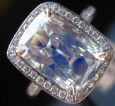SOLD....Halo Diamond RIng: 3.05 Antique looking Cushion- Is it purple? Platinum R2823