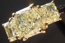Three Stone Diamond Ring: 1.79ct Y-Z Light Yellow Radiant- with natural yellow side diamonds R2795