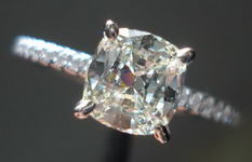 SOLD...Solitaire Diamond Ring: .98ct Daussi Cushion 18kt White Gold R2953