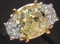SOLD....Three Stone Diamond Ring: 2.01 Y-Z Light Yellow Cushion Half moon Ring GIA BEAUTIFUL! R2996