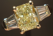 SOLD.....Thee Stone Diamond Ring:1.09ct Fancy Light Yellow Radiant GIA I1 Sam Spade Baguette ring R3076