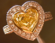 Diamond Halo Ring: 1.28ct Fancy Light Yellow Heart Shape Diamond GIA R3108