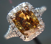 SOLD.....Halo Diamond Ring: 1.53ct Dark Yellowish Brown Cushion GIA VG/VG VS2 18kt Halo ring R3240 