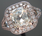 SOLD....Halo Diamond Ring: 1.53 K/VVS2 GIA Daussi Cushion in Split Shank Halo R3246