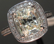 SOLD....Halo Diamond Ring: 1.35 Daussi Cushion in 18kt white gold Shank Halo R3249