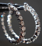 SOLD....Diamond Hoop Earrings: .1.09ct tw single common prong design 14kt White gold R3261