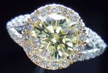 SOLD....Halo Diamond Ring: .96ct Y-Z Light Yellow Round Diamond GIA -Platinum Halo Ring R3302