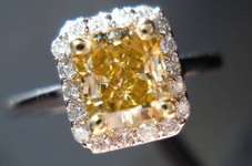 SOLD....Halo Diamond Ring: 1.01 Brownish Orangy Yellow Radiant GIA Beauty R3346