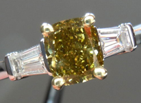 SOLD....Three Stone Diamond Ring: .73ct Chameleon Cushion Platinum Baguette GIA R3493
