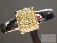 Yellow Diamond Ring: 1.22ct Radiant Cut Fancy Light Yellow SI1 GIA Great Color and Value R3674