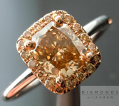 Brown Diamond Ring: 1.02ct Radiant Cut Fancy Deep Brown-Yellow SI2 GIA Brown Diamond Halo  R3760