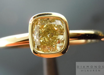 SOLD....Yellow Diamond Ring: .52ct Cushion Cut Fancy Yellow VS1 GIA 18K Bezel Ring R3789