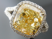 SOLD....Halo Diamond Ring: 4.35ct Fancy Light Yellow VS2 Cushion "Uber" Halo Ring R3871