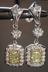 SOLD.... Diamond Halo Earrings: .69ctw Fancy Light Yellow Radiant Dangle Halo R3840