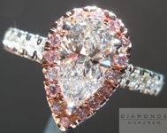 SOLD.....Diamond Halo Ring: .63ct Pear Shape E/I1 with Pink Diamond Halo Great Sparkle R3977