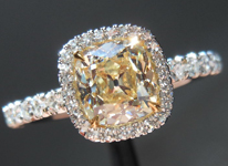 Halo Diamond Ring: 1.01 Y-Z SI2 Branded DBL Cushion "Uber" Halo Ring R3955