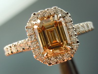 SOLD....Halo Diamond Ring: 1.19ct Emerald Cut Fancy Yellowish Brown SI1 Great Cut R4128