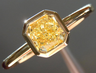 SOLD......Yellow Diamond Ring: .60ct Radiant Cut Fancy Yellow VS1 GIA 18K Gold Bezel R4167