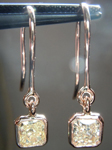 SOLD......Diamond Earrings: .68ctw Radiant Cut Fancy Light Yellow Diamond Dangle Earrings 18K Gold R4077