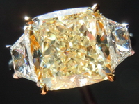SOLD....Three Stone Diamond Ring: 4.04ct Princess Cut W-X SI2 GIA Trapezoidal Sides "Uber" Ring R4223