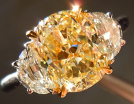 SOLD....Three Stone Diamond Ring: 2.01ct Cushion Cut Y-Z, Natural Light Yellow VS1 GIA "Ultra" Set Ring R4215