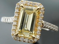 SOLD.....Halo Diamond Ring: .95 ct Fancy Yellow VS2 Emerald Cut Bargain for Pol/Sym R4075