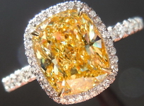 SOLD.....Halo Yellow Diamond Ring: 2.00ct Cushion Cut Fancy Intense Yellow SI1 GIA R4280