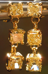 SOLD....Diamond Earrings: 1.31ct total weight Y-Z Natural Light Yellow Radiant Cut Dangle Diamond Earrings R3992
