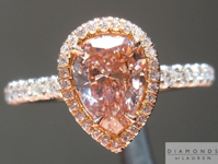 Pink Diamond Ring: 1.04ct Pear Shape Fancy Brown-Pink SI2 GIA Halo Ring R4326