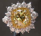 Halo Yellow Diamond Ring: 1.59ct Old Mine Brilliant Fancy Intense Yellow VVS1 GIA R4330