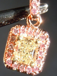 SOLD.... Diamond Pendant: .24ct Radiant Cut Fancy Light Yellow VS1 Pink Diamond Halo R4254